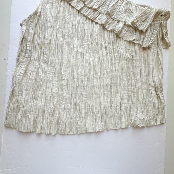 Ulla Johnson Ravenna One-Shoulder Pleated Ruffle Top Ivory Size 6 Blouse - Picture 10 of 13